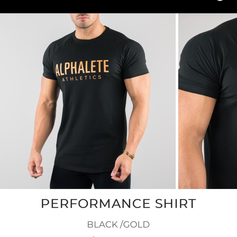 ISO Alphalete Performance Shirt Black/Gold S or XS